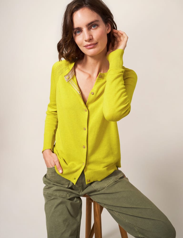 Pure Cotton Crew Neck Cardigan