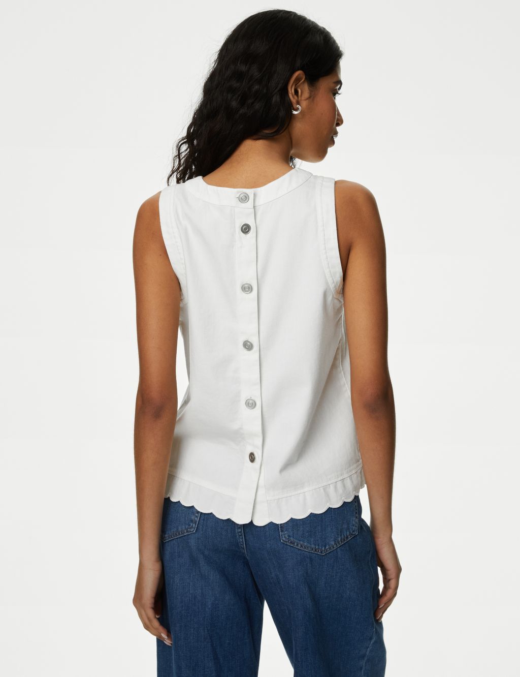 Pure Cotton Crew Neck Frill Detail Top 5 of 5