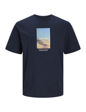 Pure Cotton Crew Neck Graphic T-Shirt Image 2 of 8