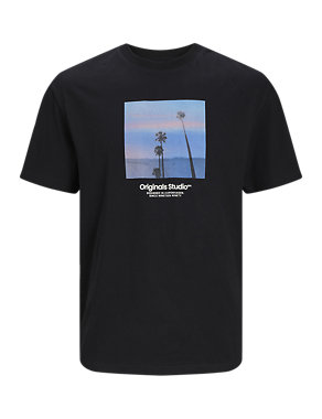 Pure Cotton Crew Neck Graphic T-Shirt Image 2 of 6