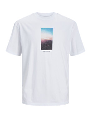Pure Cotton Crew Neck Graphic T-Shirt Image 2 of 4