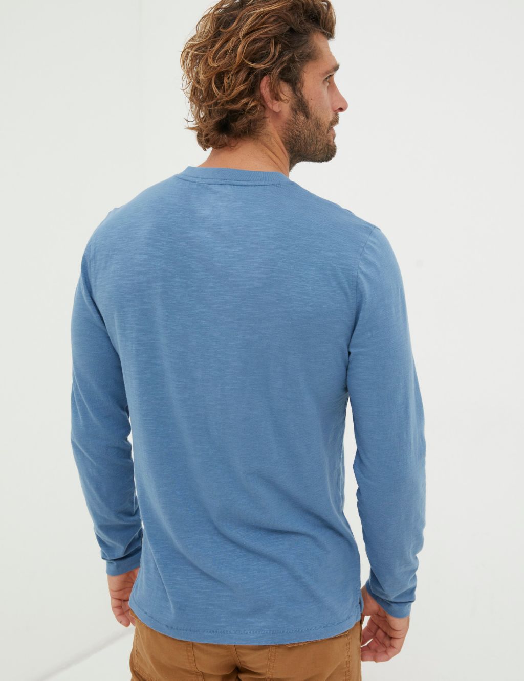 Pure Cotton Crew Neck Henley T-Shirt 2 of 6