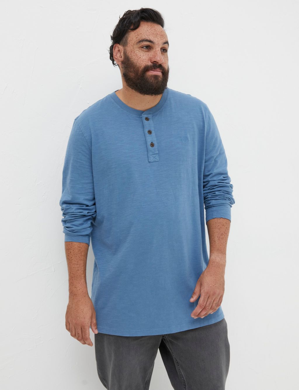 Pure Cotton Crew Neck Henley T-Shirt 6 of 6