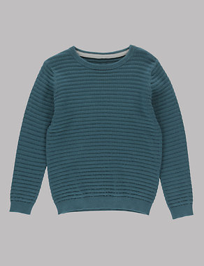 Pure Cotton Crew Neck Jumper (1-7 Years) Image 2 of 3