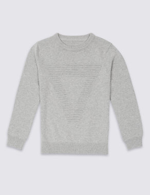 Pure Cotton Crew Neck Jumper (3-14 Years) Image 2 of 3