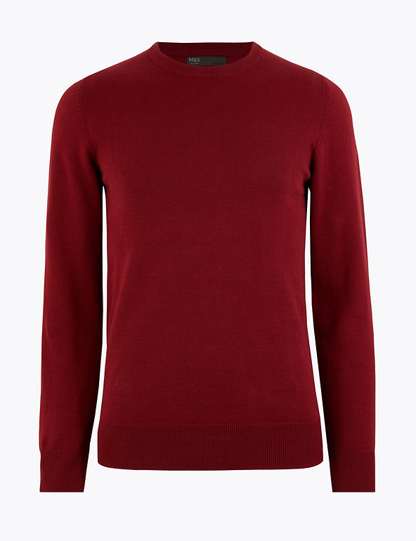 M&S Mens Jumper Crew Round Neck Knit Cotton Fitted Pullover Sweater Knitwear Top 