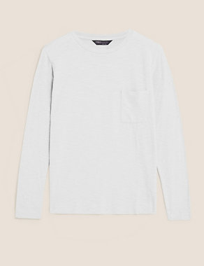 Pure Cotton Crew Neck Long Sleeve Top Image 2 of 5