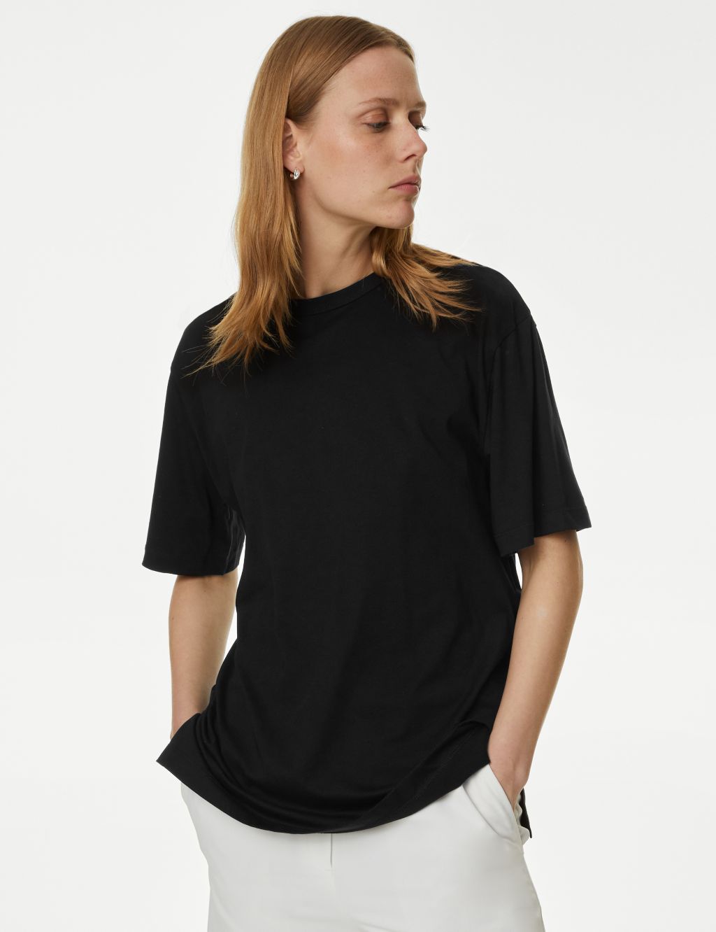 Pure Cotton Crew Neck Oversized T-Shirt | M&S Collection | M&S