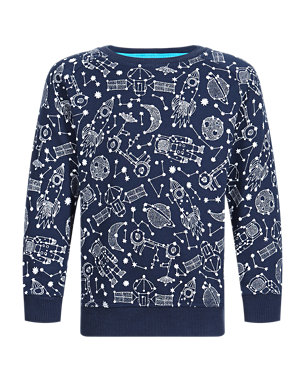 Pure Cotton Crew Neck Printed Sweat Top (1-7 Years) Image 2 of 3