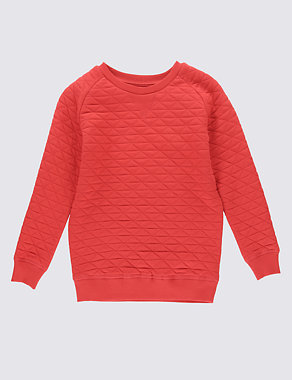 Pure Cotton Crew Neck Quilted Sweatshirt (1-7 Years) Image 2 of 3