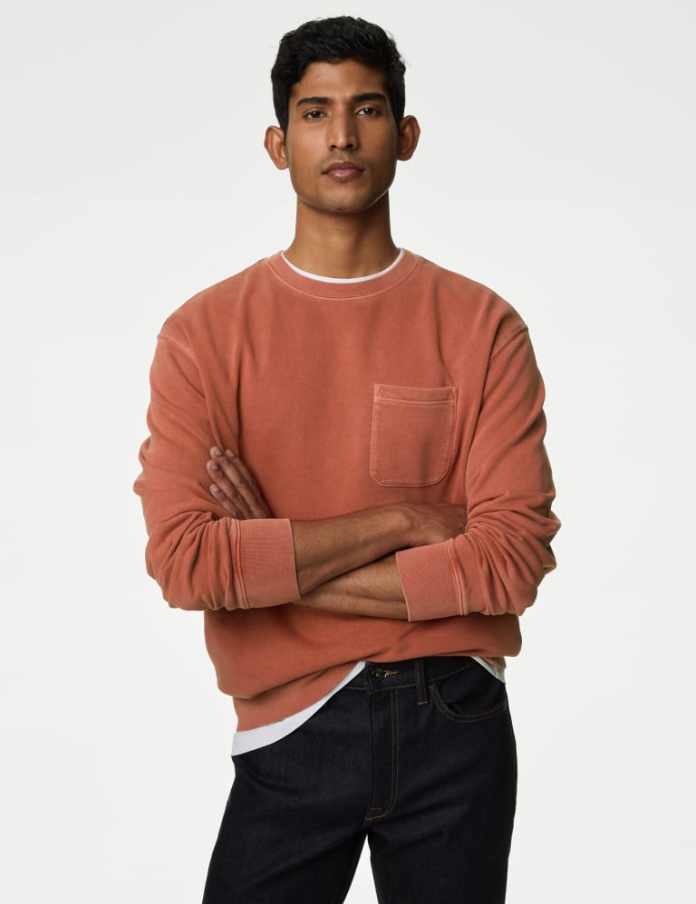 Men's Essential Logo Crew Sweatshirt in Denim Co Rust Orange