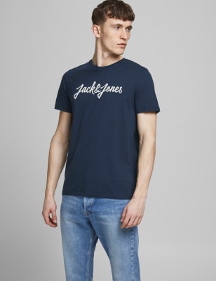 Pure Cotton Crew Neck T-Shirt | JACK & JONES | M&S