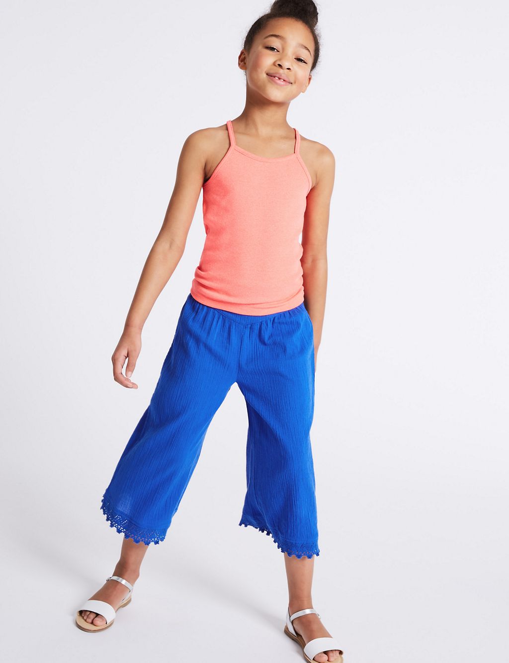 Pure Cotton Crinkle Trousers (3-16 Years) 3 of 4