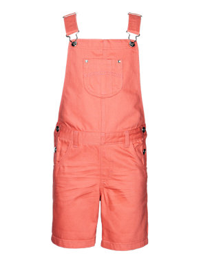 Pure Cotton Crinkled Dungaree Shorts (1-7 Years) Image 2 of 4