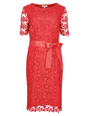 Pure Cotton Crochet Lace Shift Dress with Belt Image 2 of 5