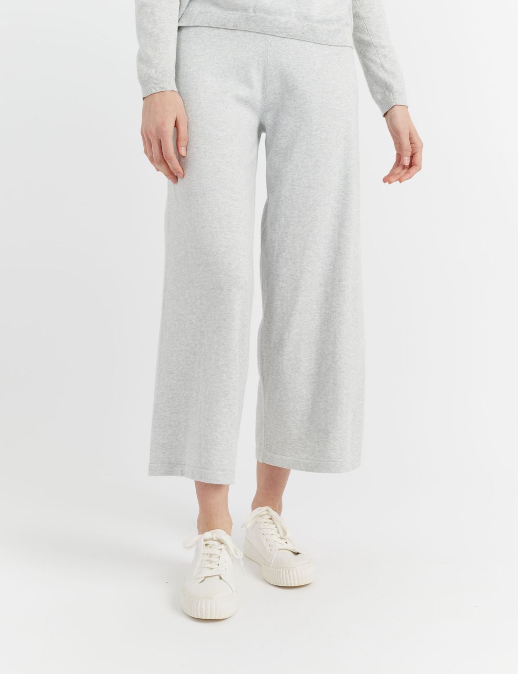 Pure Cotton Cropped Wide Leg Joggers 1 of 3