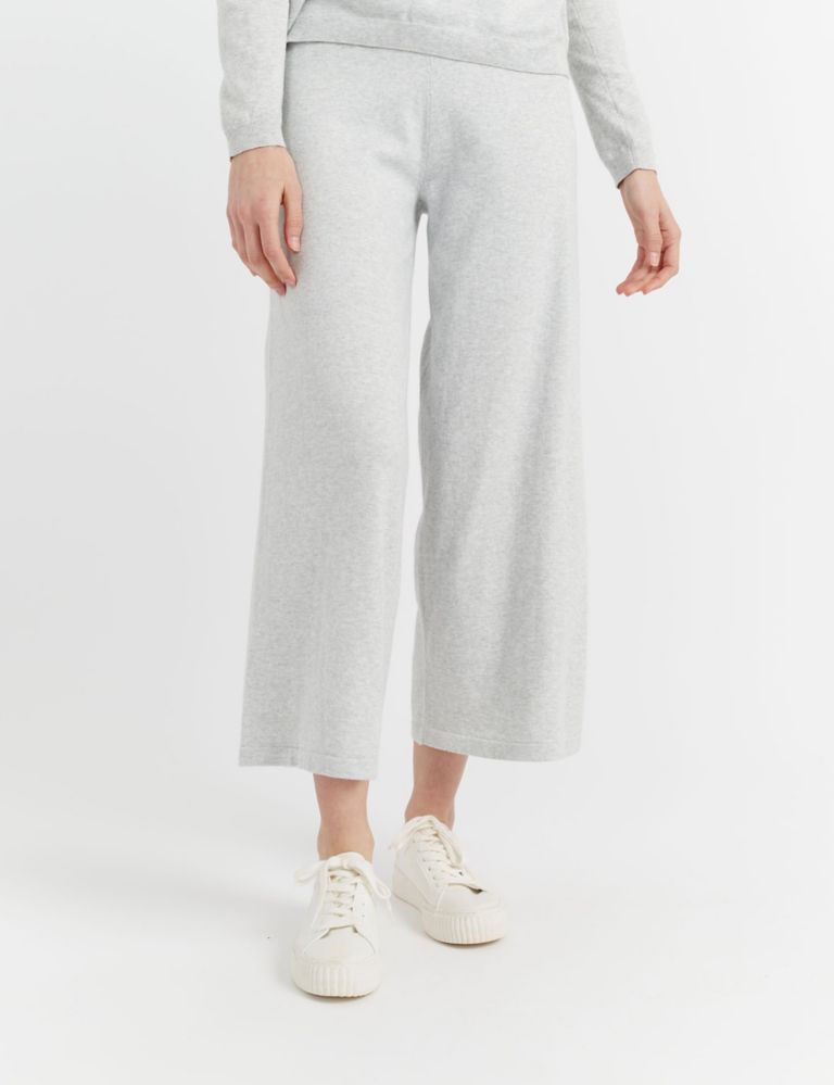 Pure Cotton Cropped Wide Leg Joggers 2 of 3