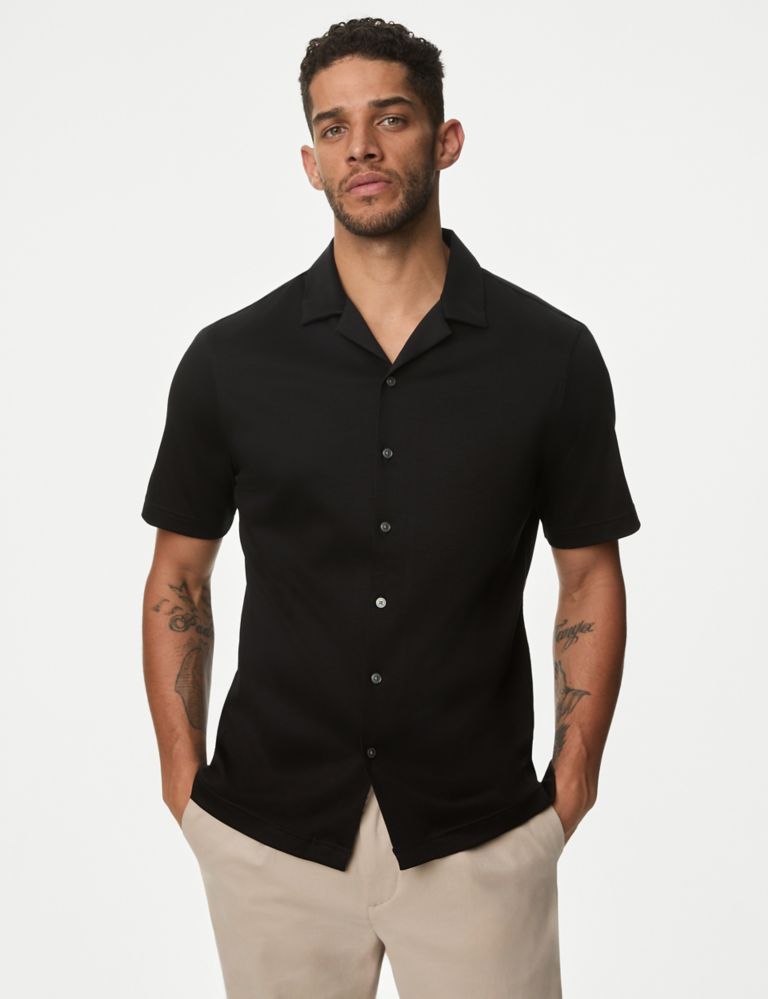 Pure Cotton Cuban Collar Jersey Shirt 3 of 5