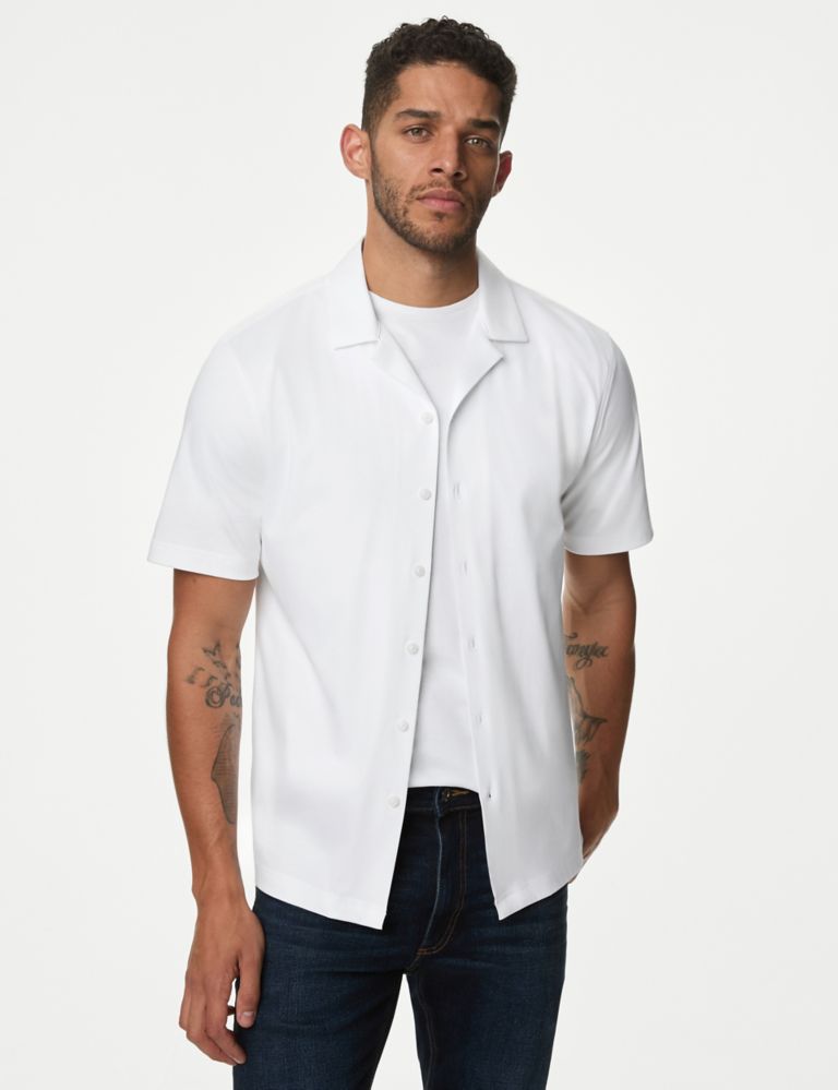 Pure Cotton Cuban Collar Jersey Shirt 1 of 5