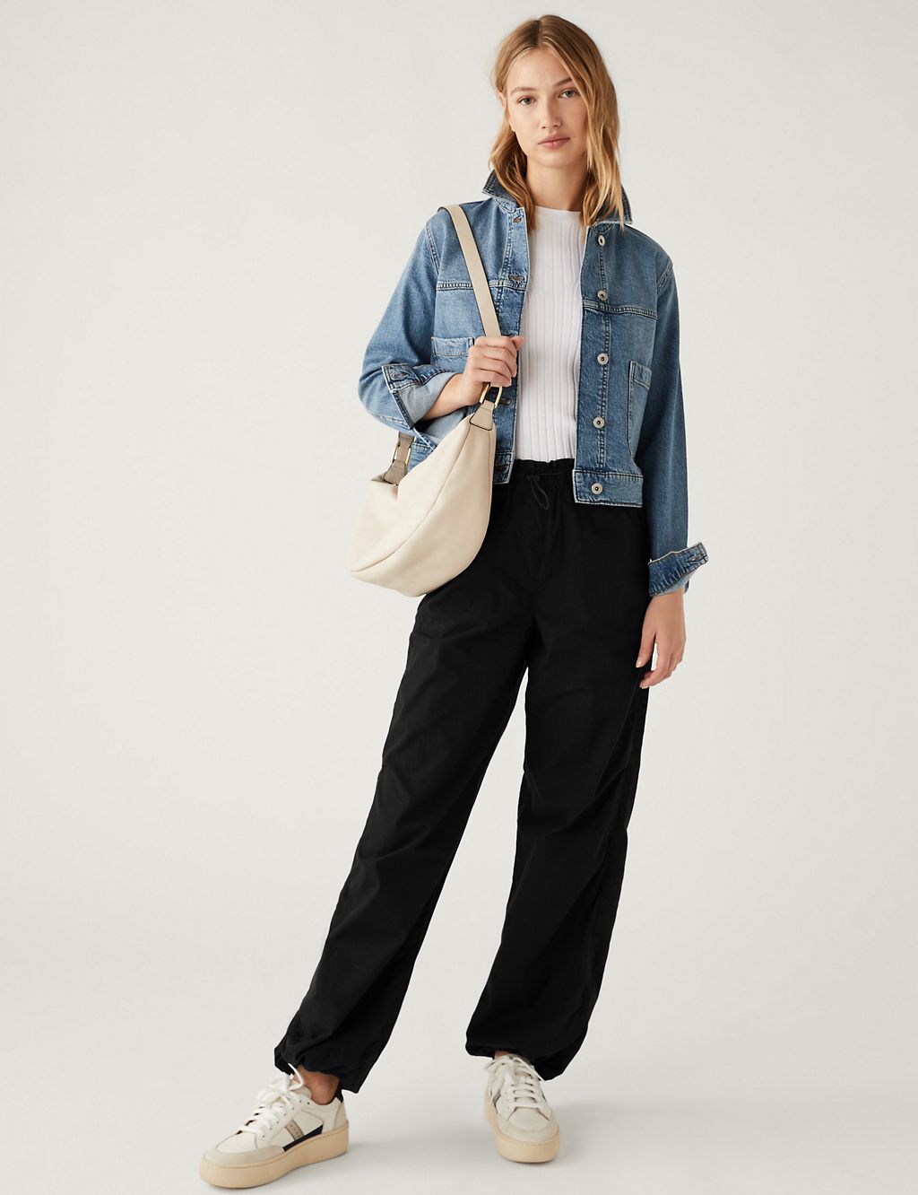 Pure Cotton Cuffed Parachute Trousers | M&S Collection | M&S
