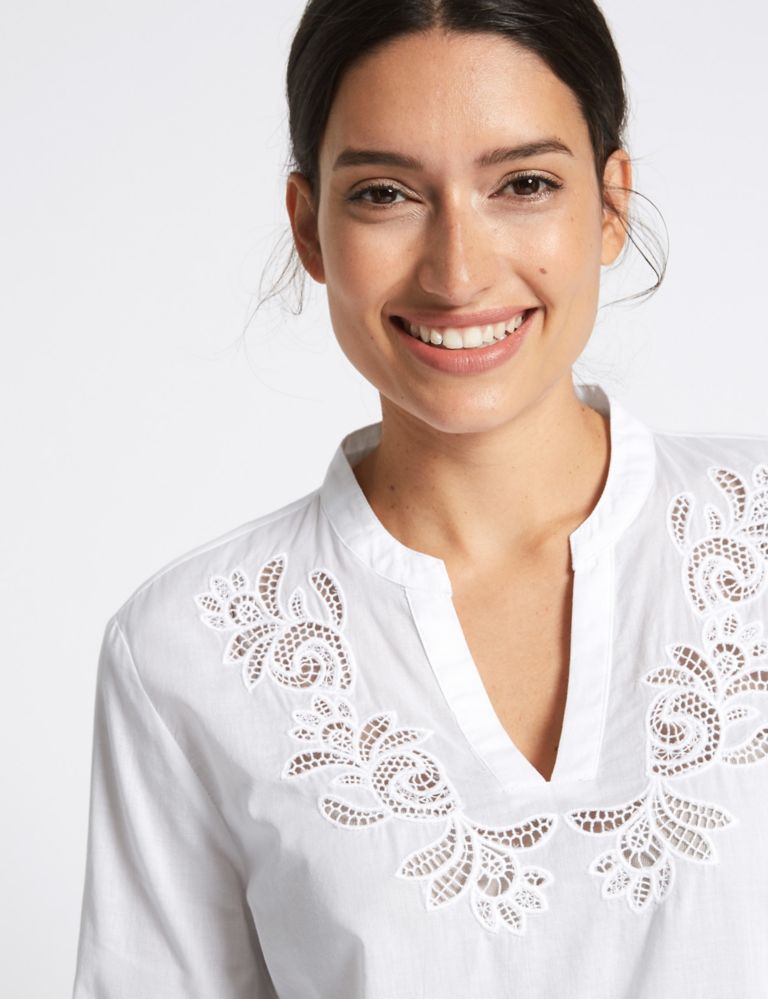 Pure Cotton Cutwork Bell Sleeve Blouse 5 of 5