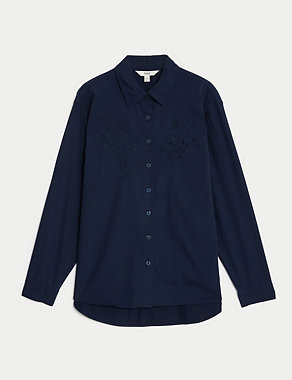 Pure Cotton Cutwork Detail Shirt Image 2 of 5