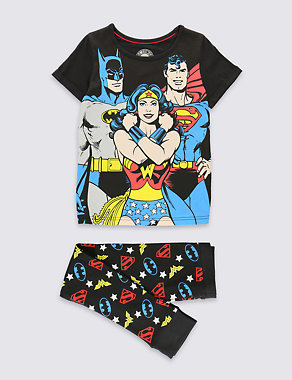Pure Cotton DC Superheroes Print Pyjamas (6-16 Years) Image 2 of 4