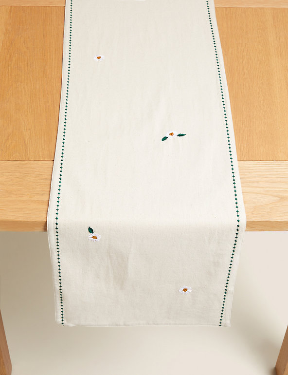 marksandspencer.com | Pure Cotton Daisy Embroidered Table Runner