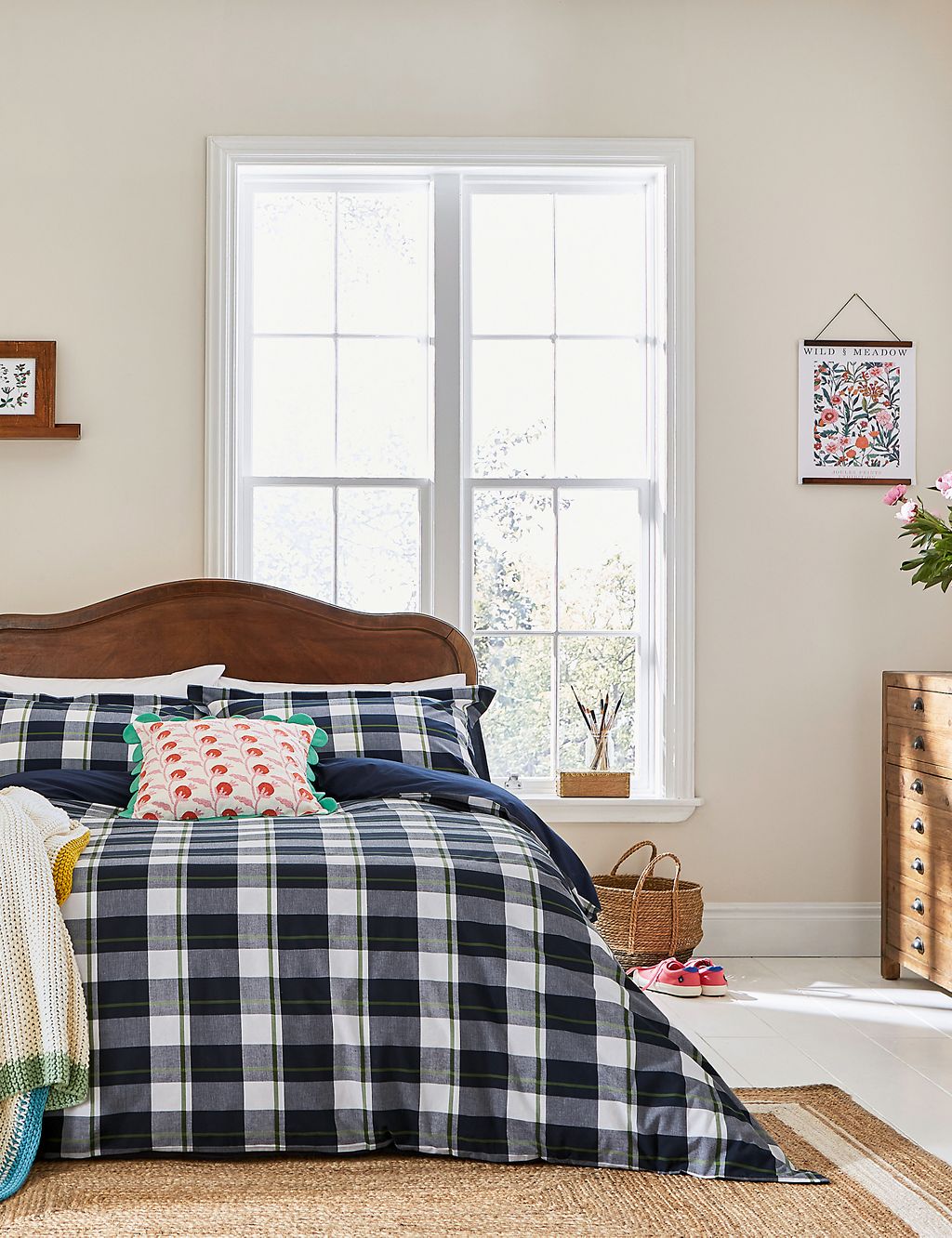 Pure Cotton Daylesford Check Bedding Set 3 of 4