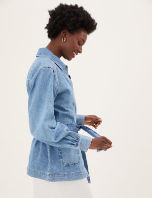 denim longline jacket