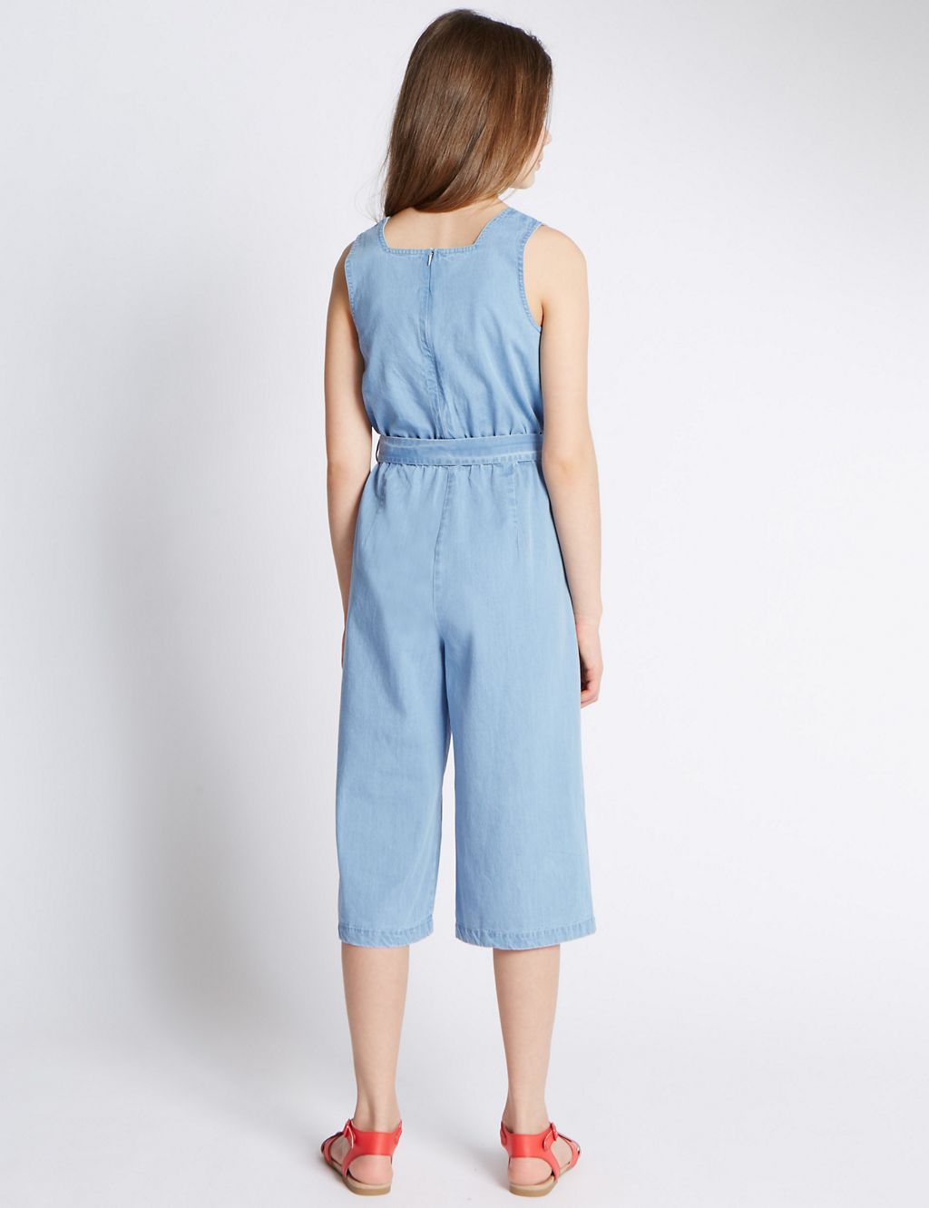 Pure Cotton Denim Belted Jumpsuit (5-14 Years) 2 of 3