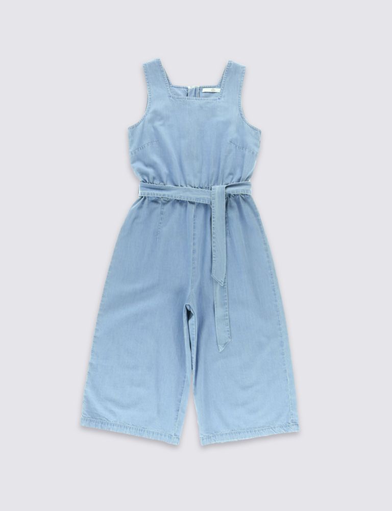Pure Cotton Denim Belted Jumpsuit (5-14 Years) 2 of 3