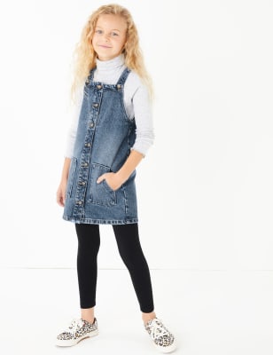button through pinafore dress