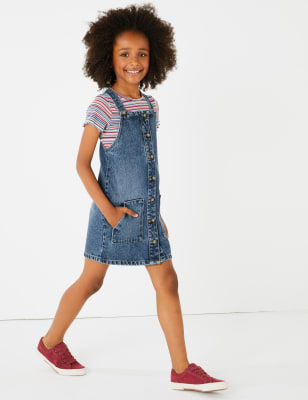 button through pinafore dress