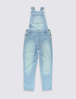 Pure Cotton Denim Dungarees (5-14 Years) Image 2 of 4