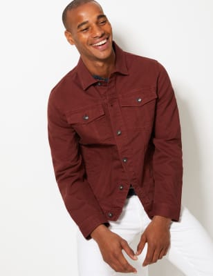 Maroon denim outlet jacket mens