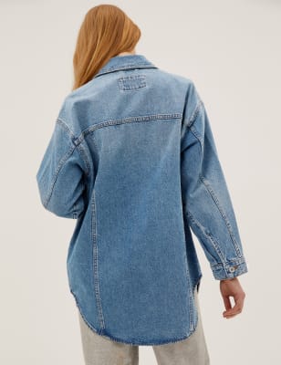 denim long line jacket