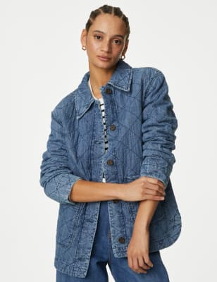 Pure Cotton Denim Quilted Shacket, M&S Collection