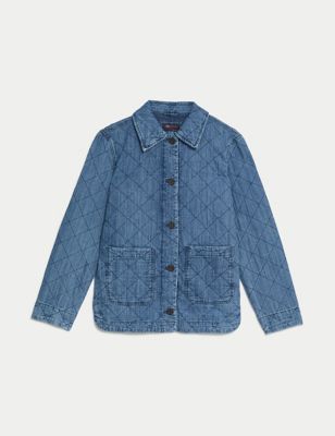 Pure Cotton Denim Quilted Shacket Image 2 of 6