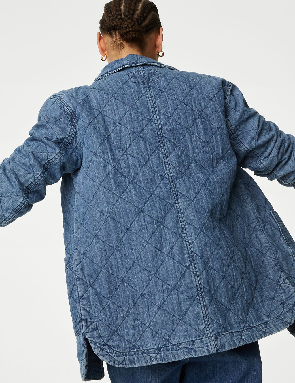 Pure Cotton Denim Quilted Shacket 4 of 6