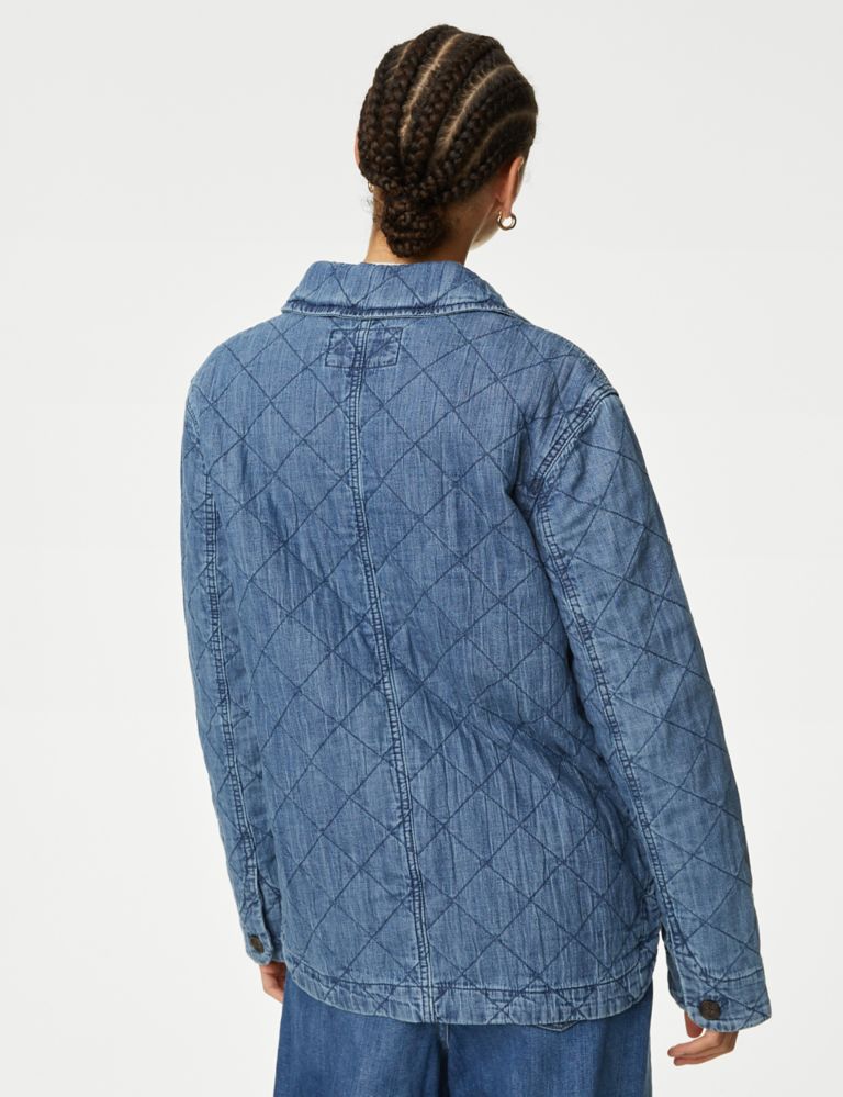 Pure Cotton Denim Quilted Shacket 6 of 6