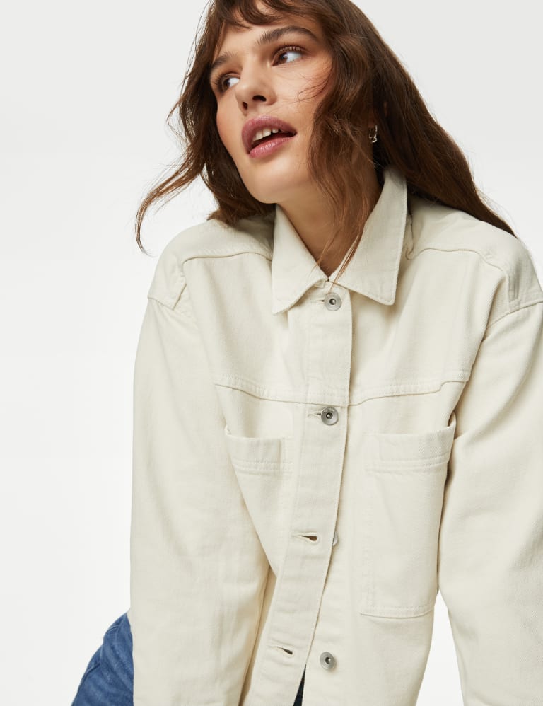 M&s white denim jacket discount