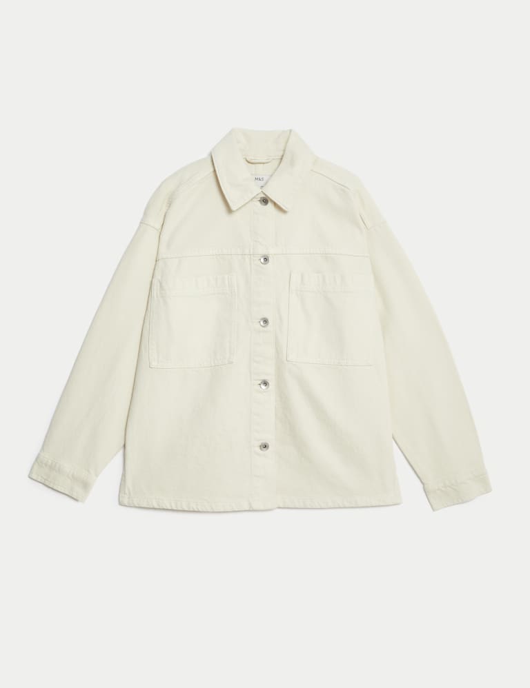Pure Cotton Denim Relaxed Shacket M S Collection M S