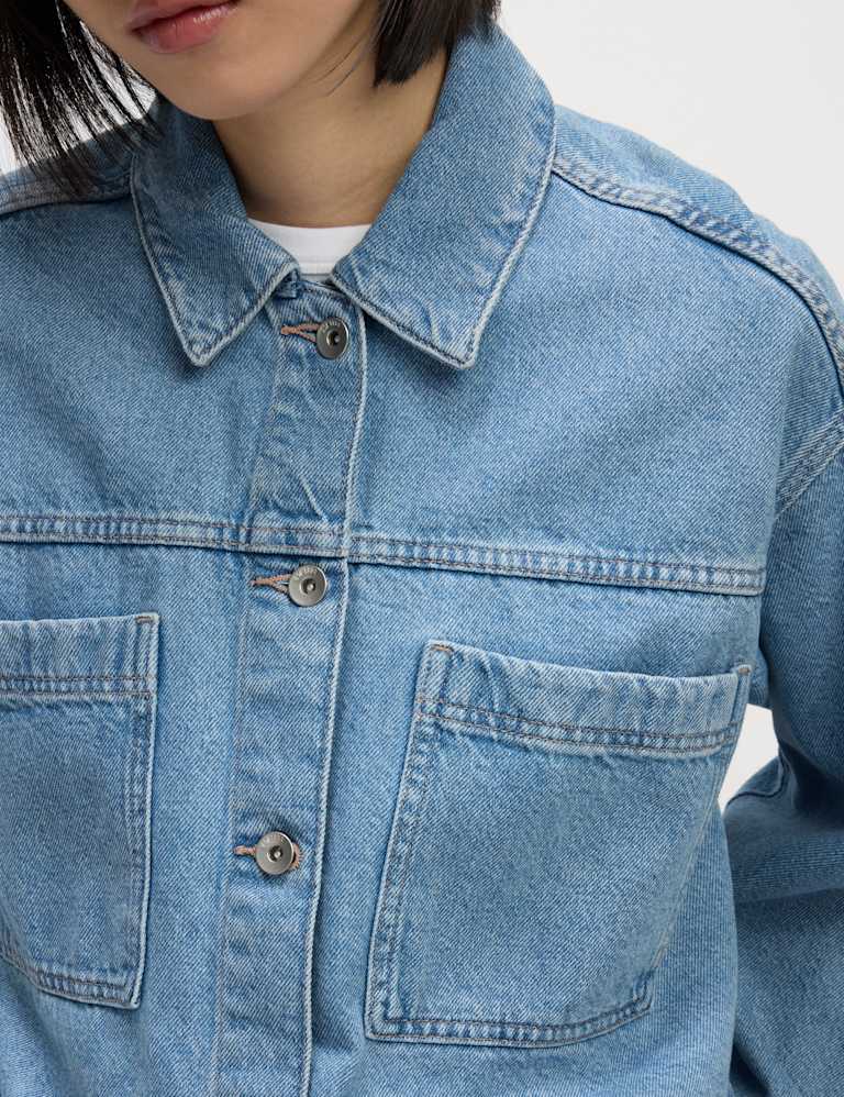 Pure Cotton Denim Relaxed Shacket | M&S Collection | M&S