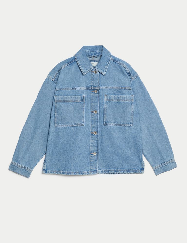 Pure Cotton Denim Relaxed Shacket | M&S Collection | M&S