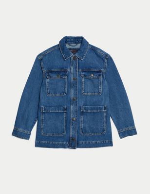 Pure Cotton Denim Relaxed Utility Jacket Image 2 of 6