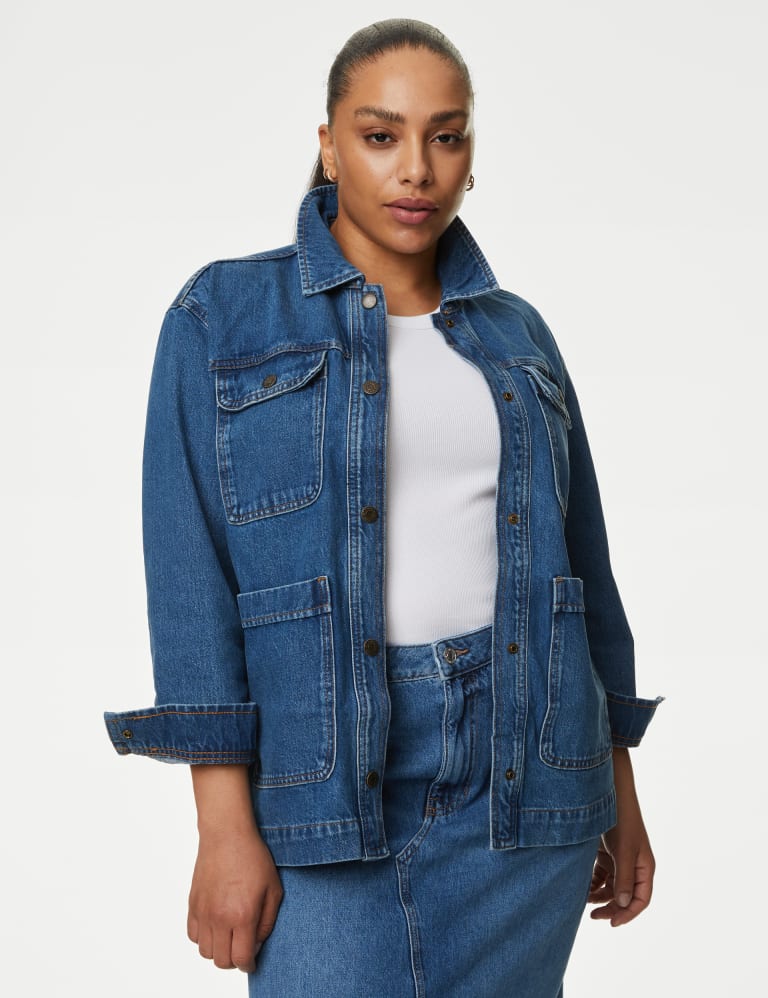 Boxy Denim Utility Jacket in Elsa Wash