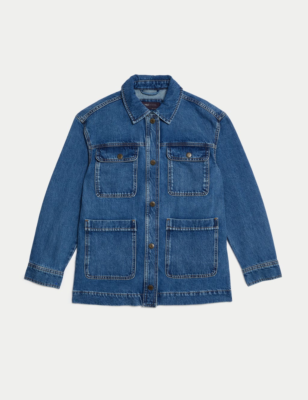 Pure Cotton Denim Relaxed Utility Jacket 1 of 6