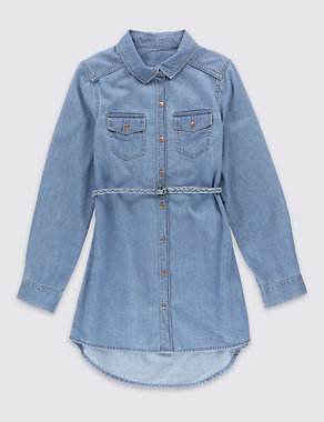 Pure Cotton Denim Shirt Dress with StayNEW™ (3-14 Years) Image 2 of 3