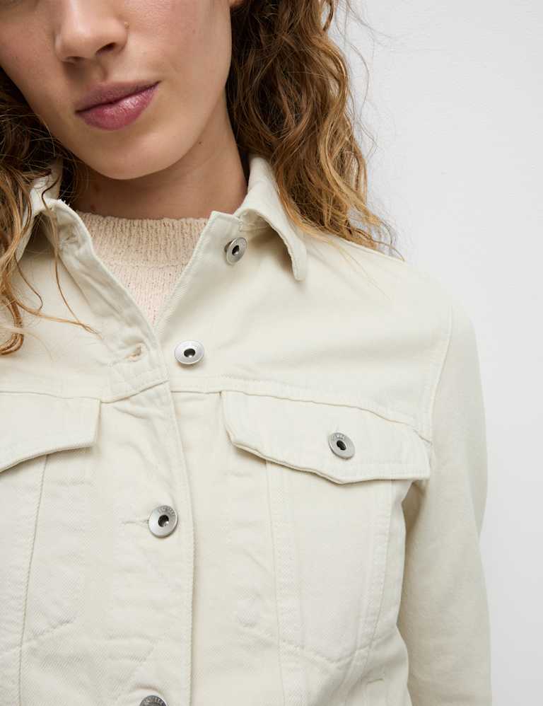 M&s collection washed cotton blend biker jacket top